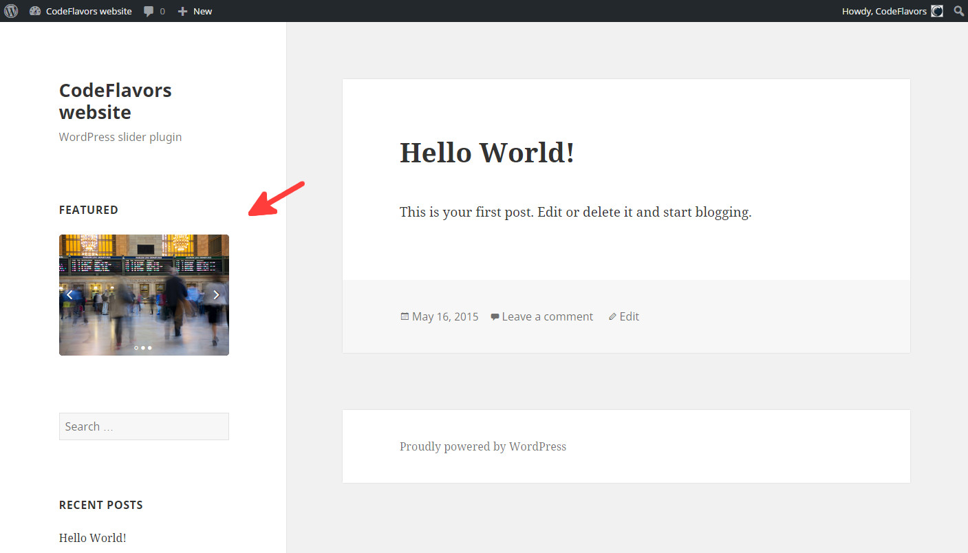WordPress slider widget output - Featured Articles PRO